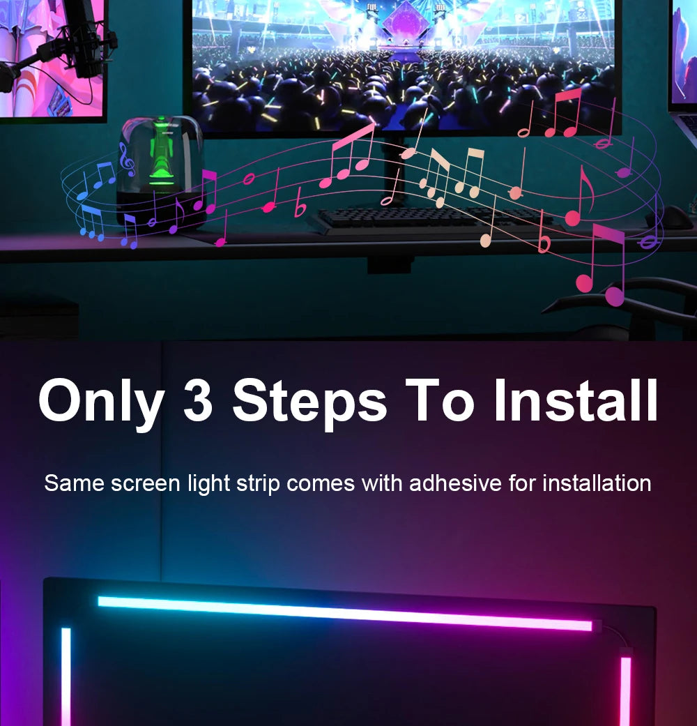 Gaming Lights Strip Monitor Backlight RGB Color Sync Light Strip Smart Control LED Display Sync PC Atmosphere Screen DIY Lamp