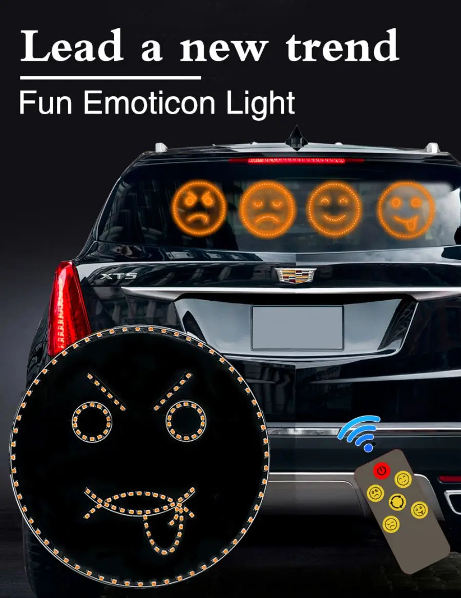 Fun Emoticon Light with Remote Facial Expression Light Car LED Funny Window Sign Light Accessories for Car Truck