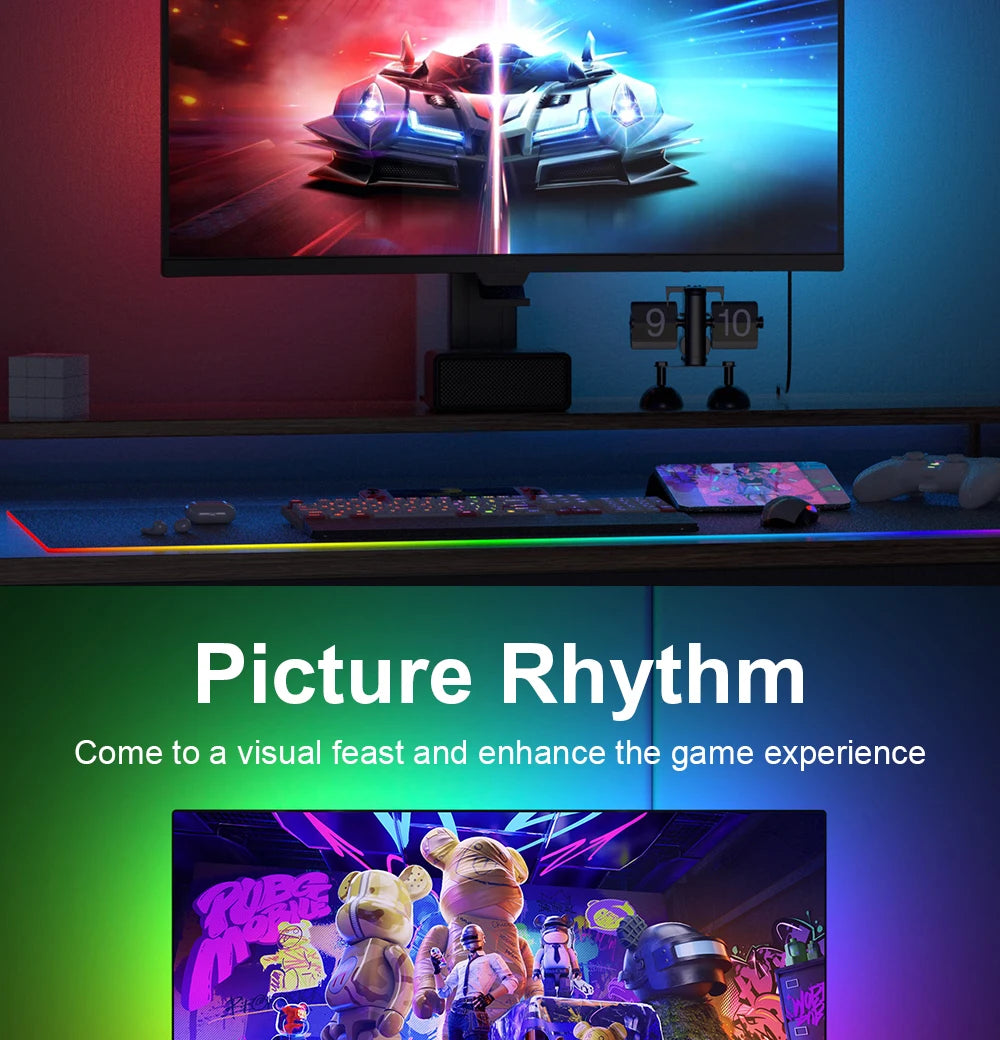 Gaming Lights Strip Monitor Backlight RGB Color Sync Light Strip Smart Control LED Display Sync PC Atmosphere Screen DIY Lamp