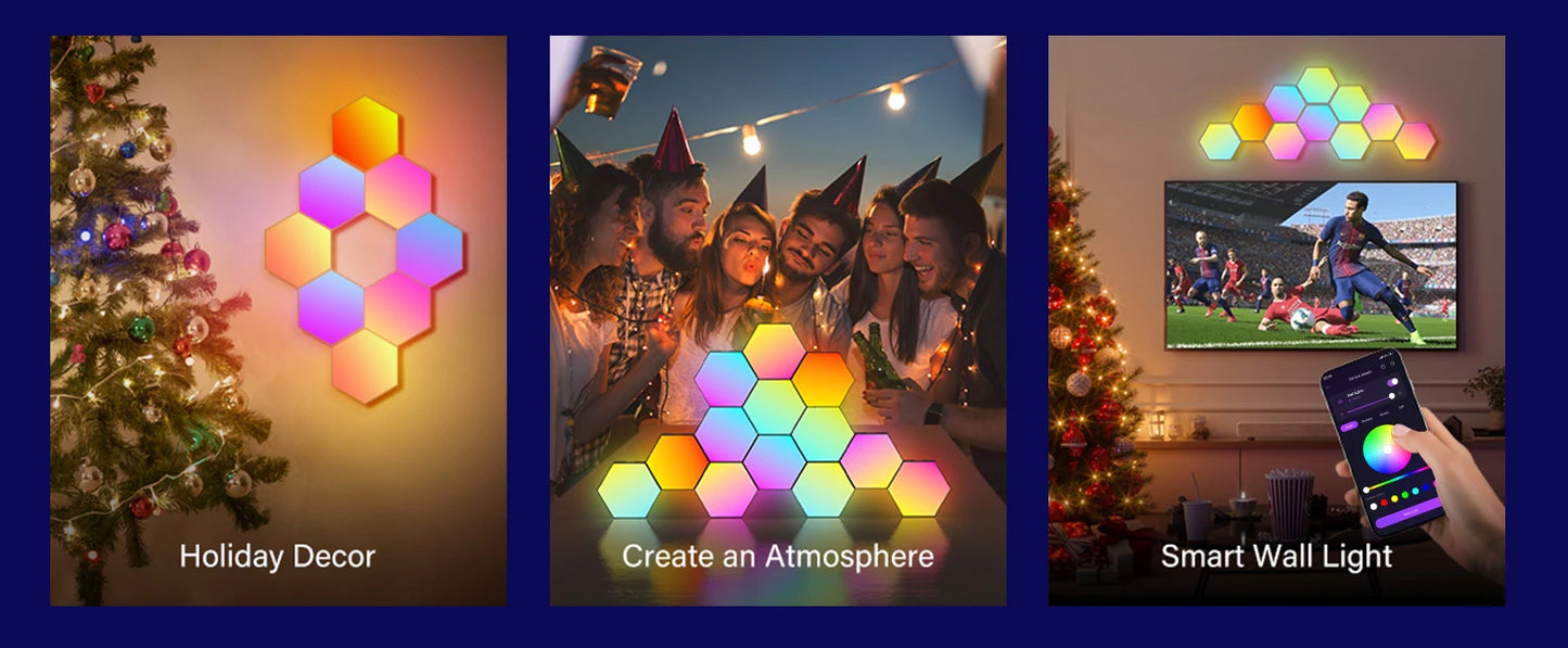 20/12/8/3 Pack Hexagon Lights Wall RGB Panel Smart APP Hexagonal Modular Gaming Lights Night  Music Sync Honeycomb Light Bedroom