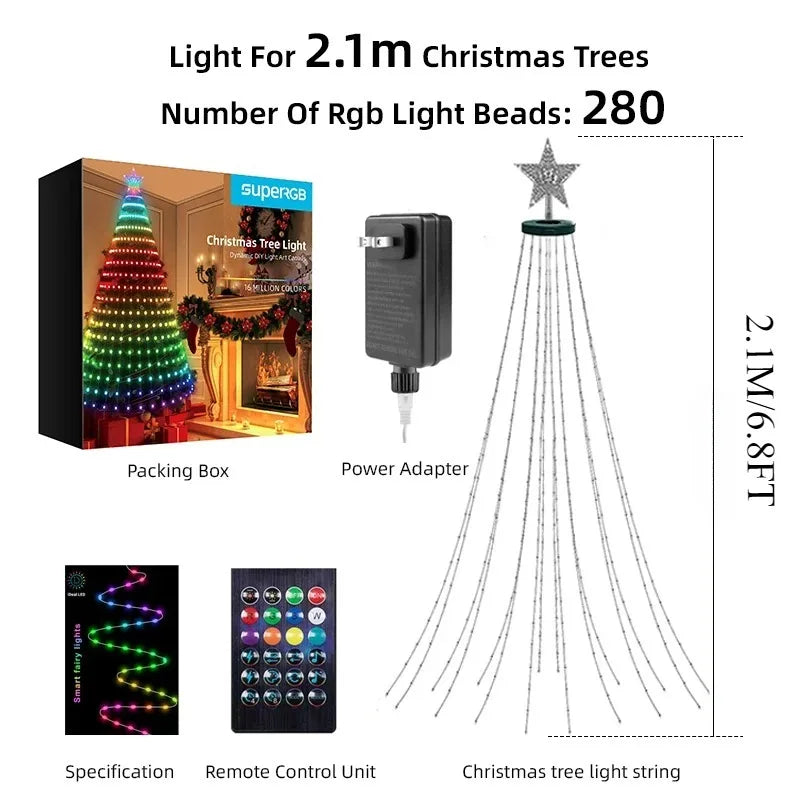 1.8M Christmas Light,Garland Fairy Light With Bluetooth APP and Remote control For Xmas Tree Decoration Lighting IP44 Waterproof