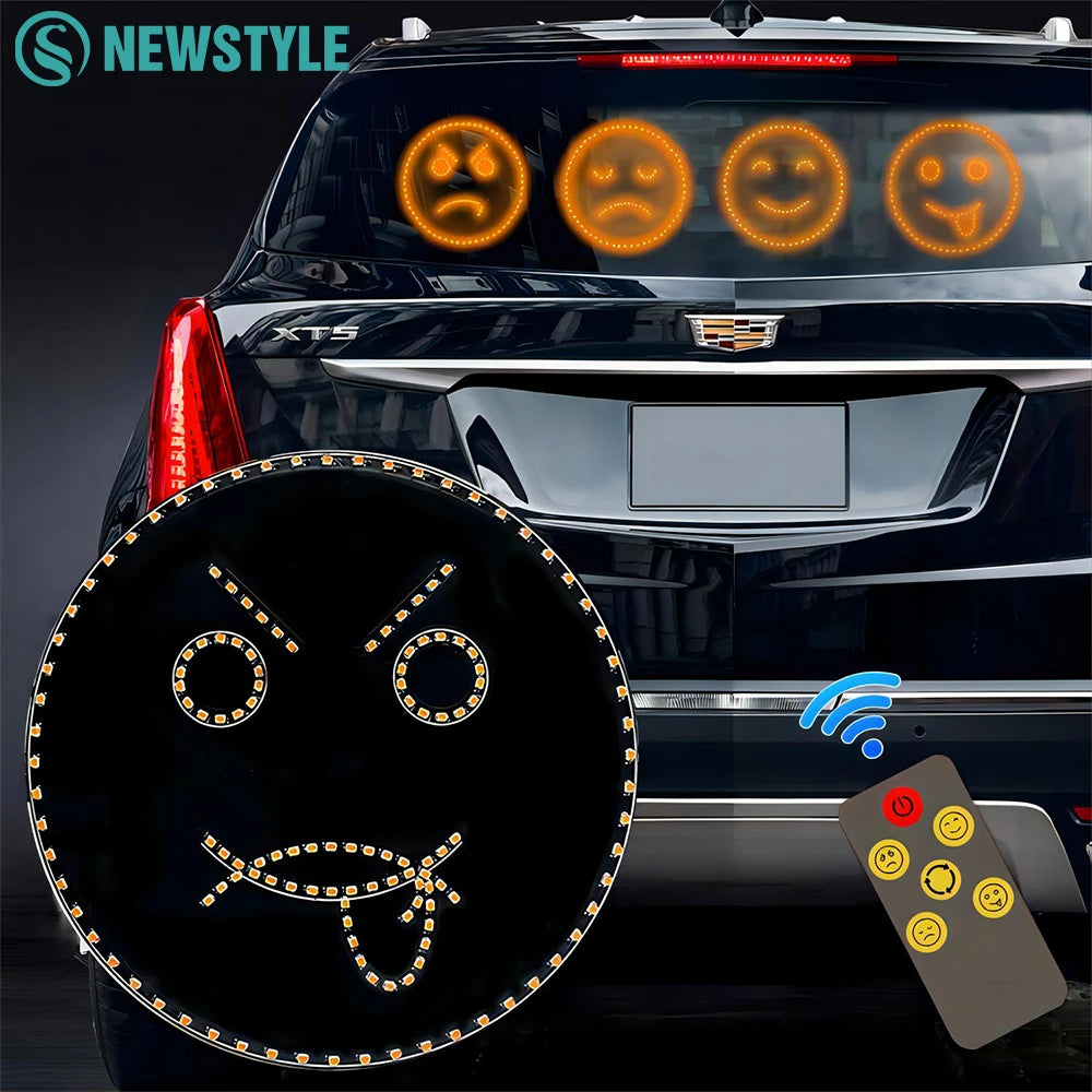 Fun Emoticon Light with Remote Facial Expression Light Car LED Funny Window Sign Light Accessories for Car Truck