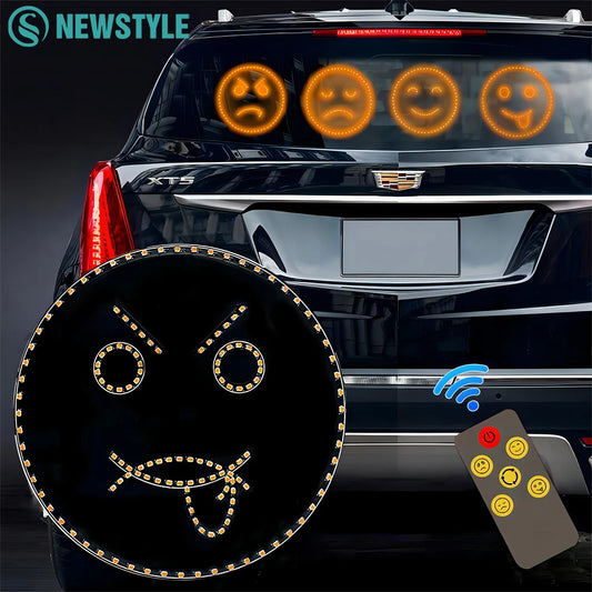 Fun Emoticon Light with Remote Facial Expression Light Car LED Funny Window Sign Light Accessories for Car Truck