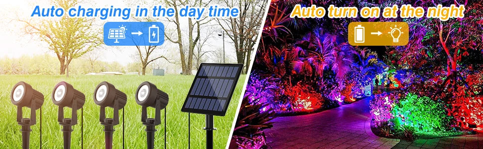 1/2/4/6 Lights RGB Solar Spotlight IP65 Waterproof Solar Light Outdoor Garden Light For Christmas Halloween Party Decor