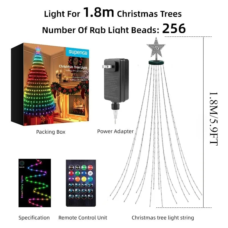 1.8M Christmas Light,Garland Fairy Light With Bluetooth APP and Remote control For Xmas Tree Decoration Lighting IP44 Waterproof