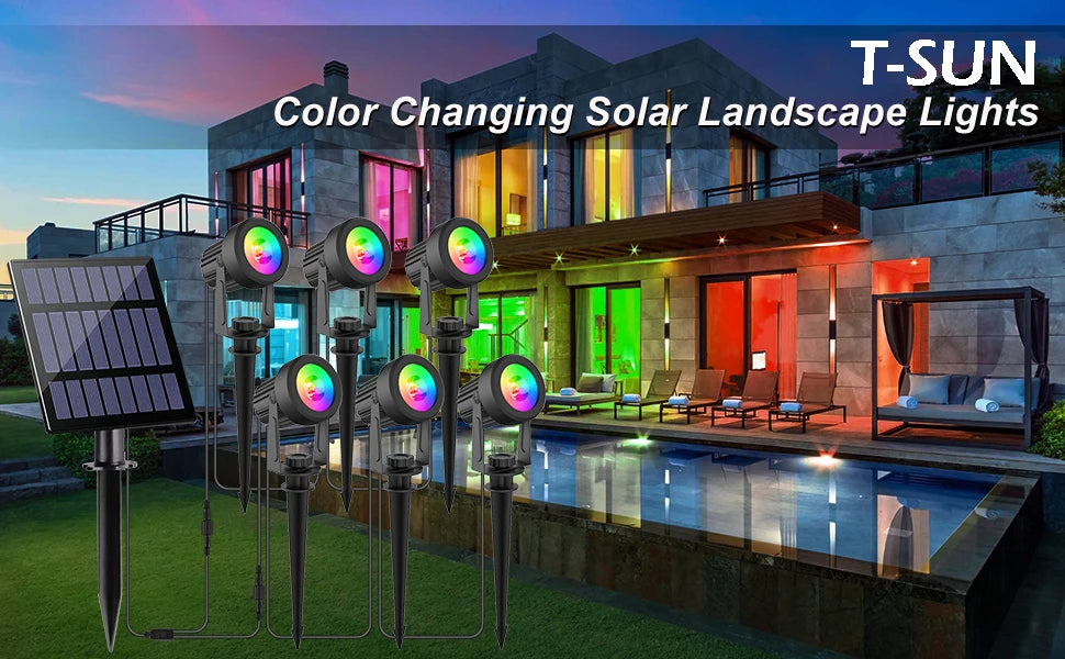 1/2/4/6 Lights RGB Solar Spotlight IP65 Waterproof Solar Light Outdoor Garden Light For Christmas Halloween Party Decor