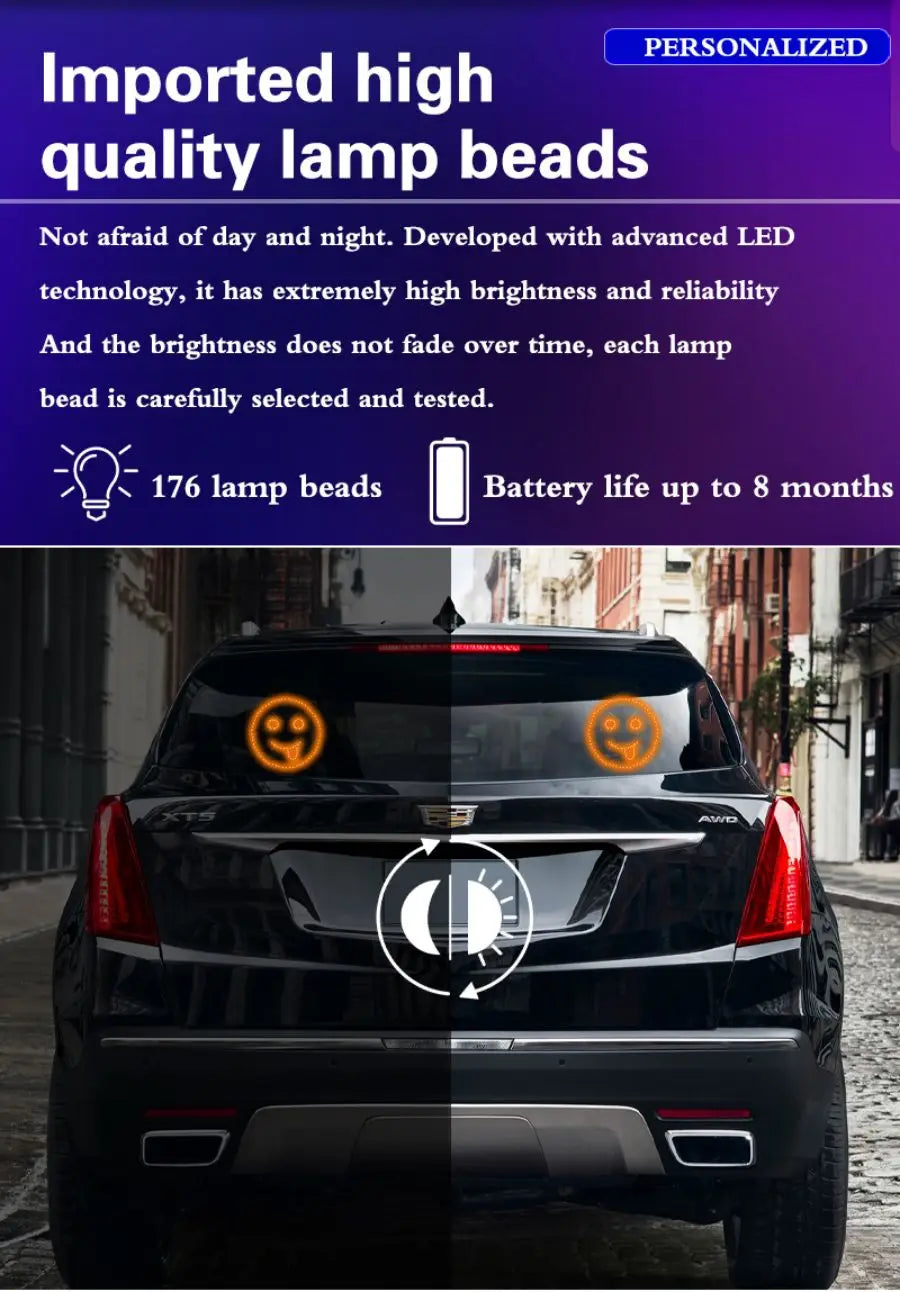 Fun Emoticon Light with Remote Facial Expression Light Car LED Funny Window Sign Light Accessories for Car Truck