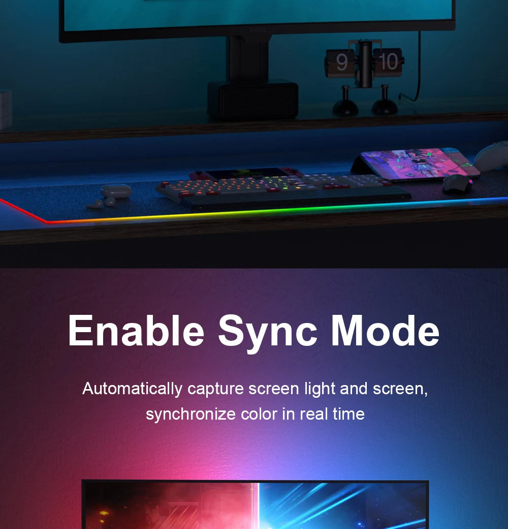 Gaming Lights Strip Monitor Backlight RGB Color Sync Light Strip Smart Control LED Display Sync PC Atmosphere Screen DIY Lamp