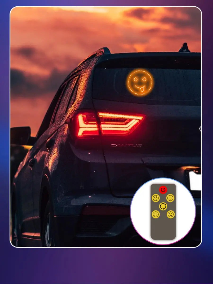 Fun Emoticon Light with Remote Facial Expression Light Car LED Funny Window Sign Light Accessories for Car Truck