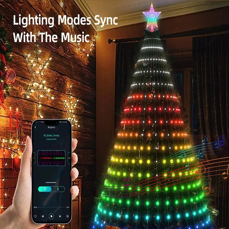 1.8M Christmas Light,Garland Fairy Light With Bluetooth APP and Remote control For Xmas Tree Decoration Lighting IP44 Waterproof