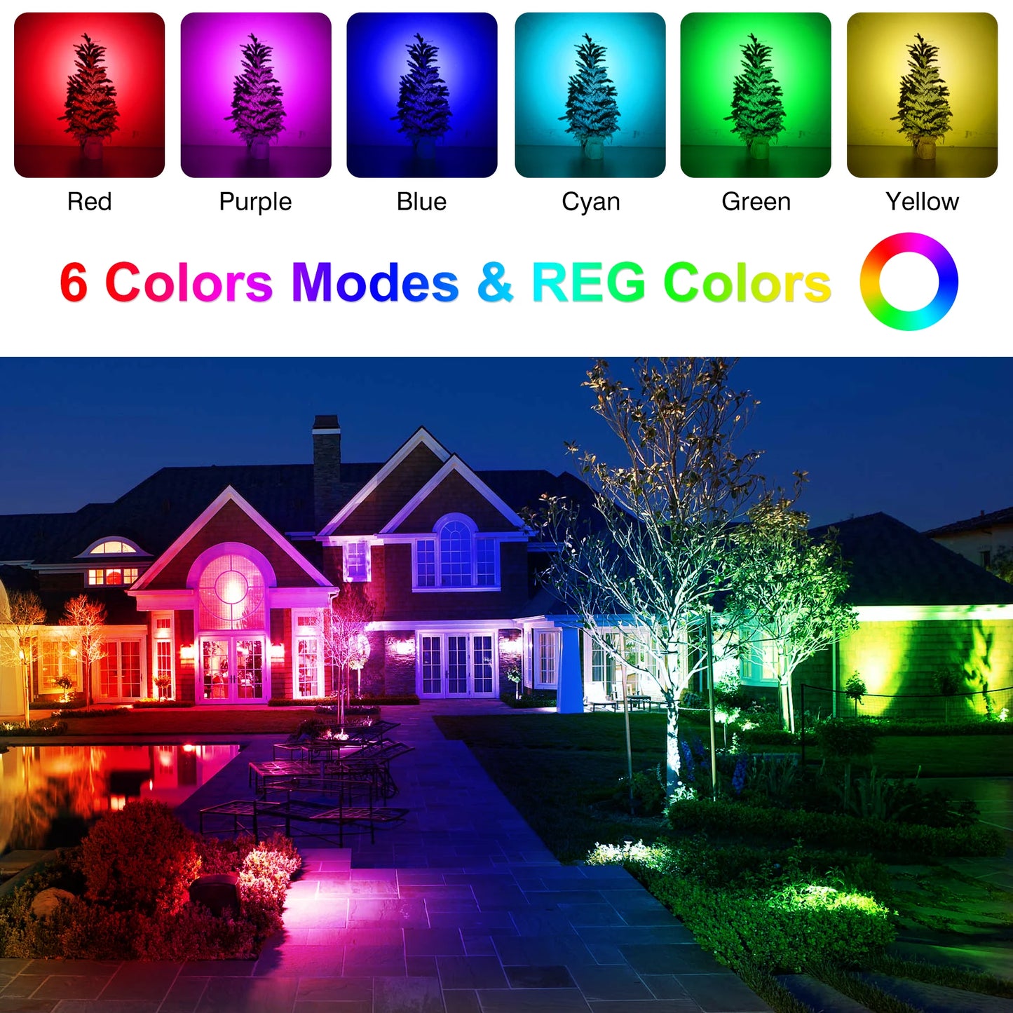 1/2/4/6 Lights RGB Solar Spotlight IP65 Waterproof Solar Light Outdoor Garden Light For Christmas Halloween Party Decor