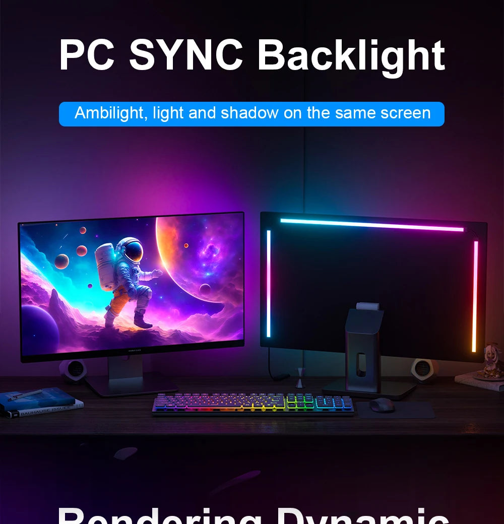 Gaming Lights Strip Monitor Backlight RGB Color Sync Light Strip Smart Control LED Display Sync PC Atmosphere Screen DIY Lamp