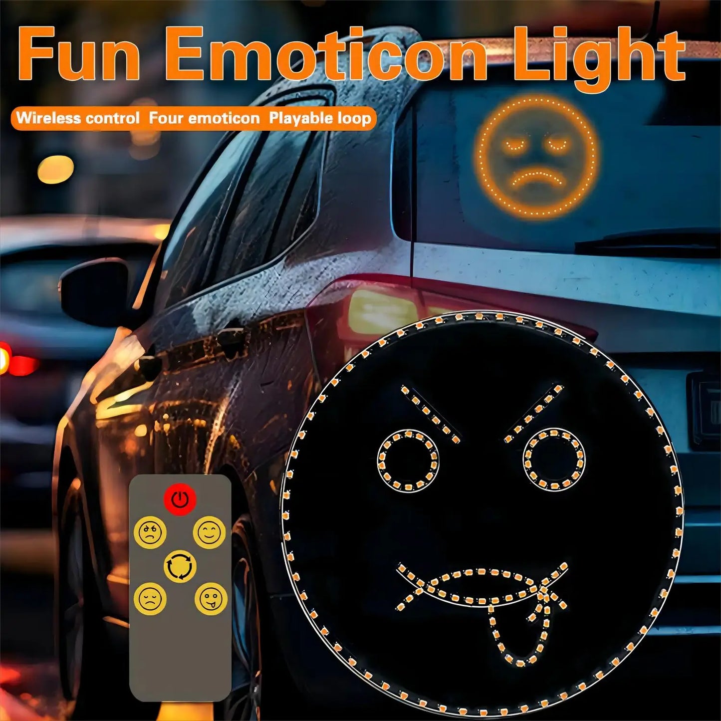 Fun Emoticon Light with Remote Facial Expression Light Car LED Funny Window Sign Light Accessories for Car Truck