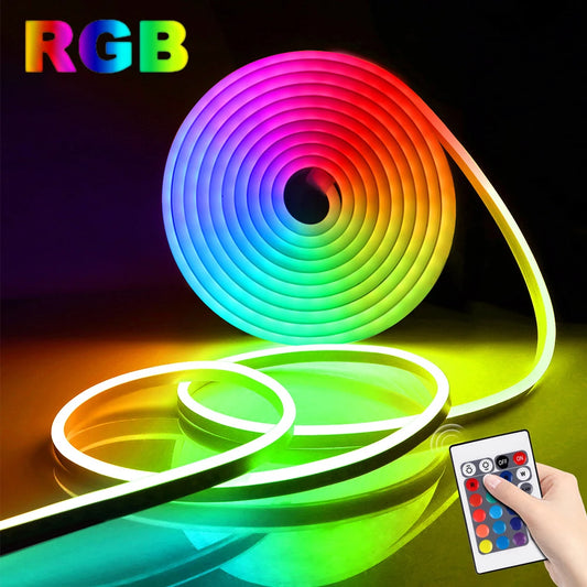 3M/5M RGB Remote Control LED Neon Light USB Flexible Waterproof Neon Light Strip for Party Bedroom Neon Light Decoration Light