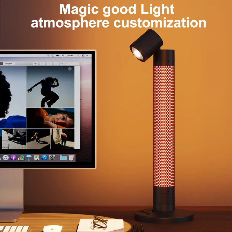 Smart Reading Table Lamp Tuya RGB Atmosphere Lamp Bedside Night Light Remote Control Voice Desk Lamp for Bedroom Study Decorate