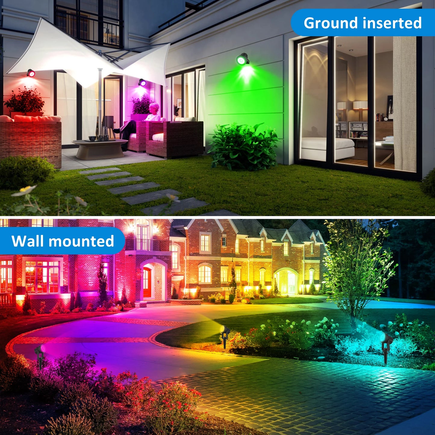 1/2/4/6 Lights RGB Solar Spotlight IP65 Waterproof Solar Light Outdoor Garden Light For Christmas Halloween Party Decor