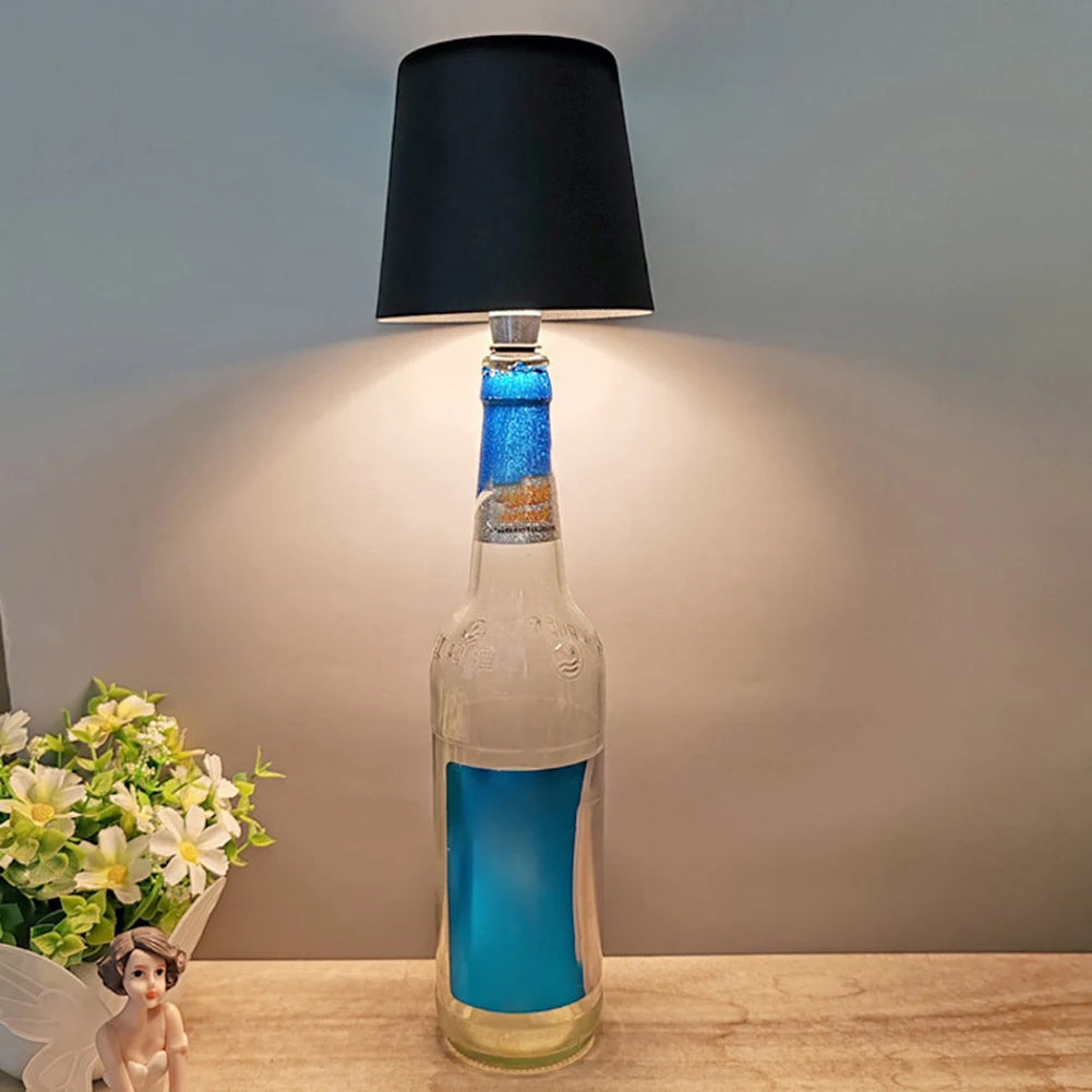 LED Table Lamp Rechargeable Stepless Dimming Metal Dimmable Bottle Lamp Wine Bottle Decorative Light for Family Restaurant & Bar