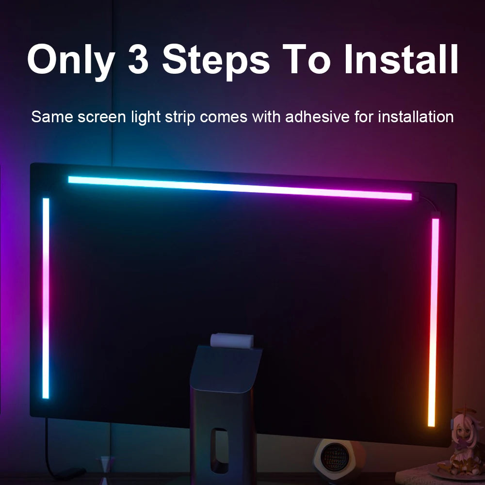 Gaming Lights Strip Monitor Backlight RGB Color Sync Light Strip Smart Control LED Display Sync PC Atmosphere Screen DIY Lamp