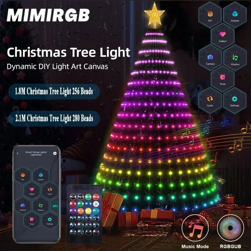 1.8M Christmas Light,Garland Fairy Light With Bluetooth APP and Remote control For Xmas Tree Decoration Lighting IP44 Waterproof