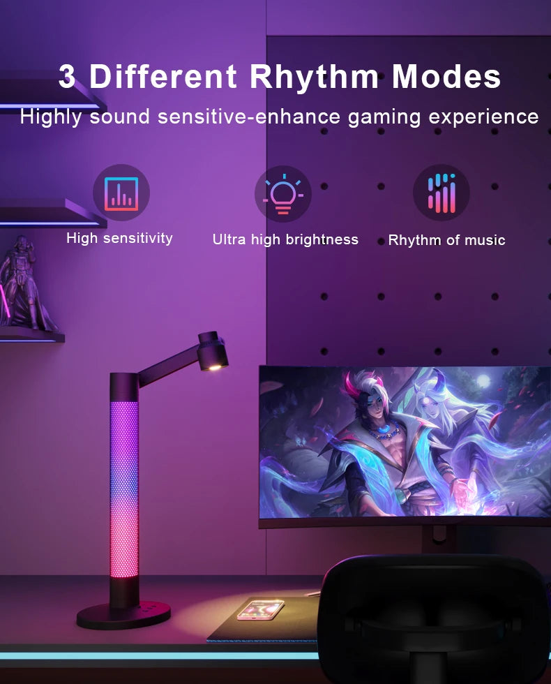 Smart Reading Table Lamp Tuya RGB Atmosphere Lamp Bedside Night Light Remote Control Voice Desk Lamp for Bedroom Study Decorate