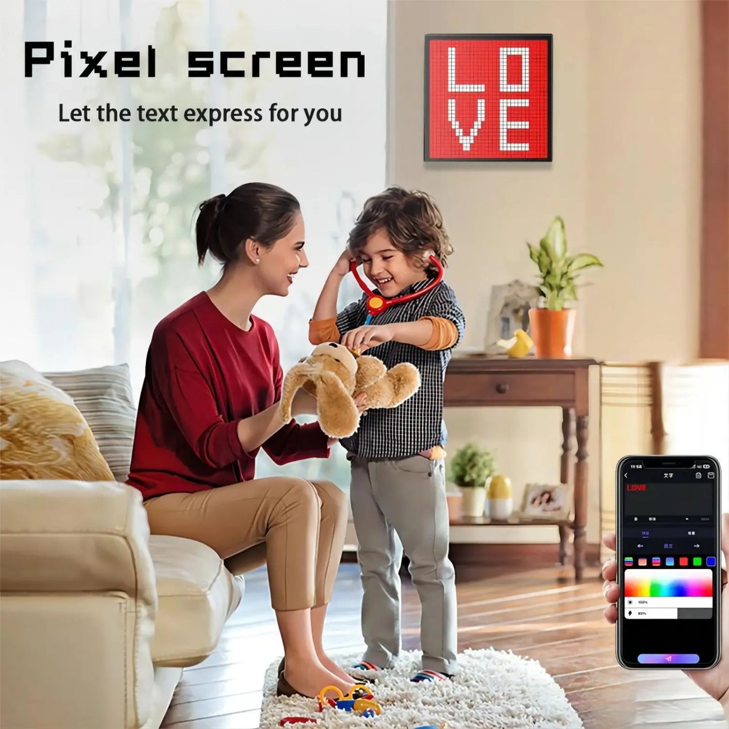 Smart Pixel Display LED Matrix Screen APP DIY Animation Art Picture Dispaly For Kids Gift Gaming Room Store Window Dispaly Decor