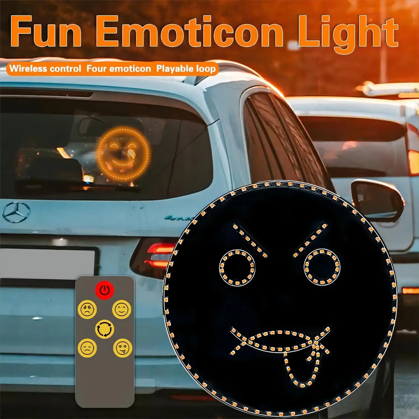 Fun Emoticon Light with Remote Facial Expression Light Car LED Funny Window Sign Light Accessories for Car Truck