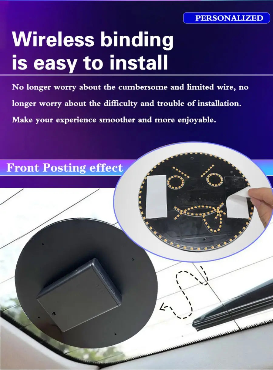 Fun Emoticon Light with Remote Facial Expression Light Car LED Funny Window Sign Light Accessories for Car Truck