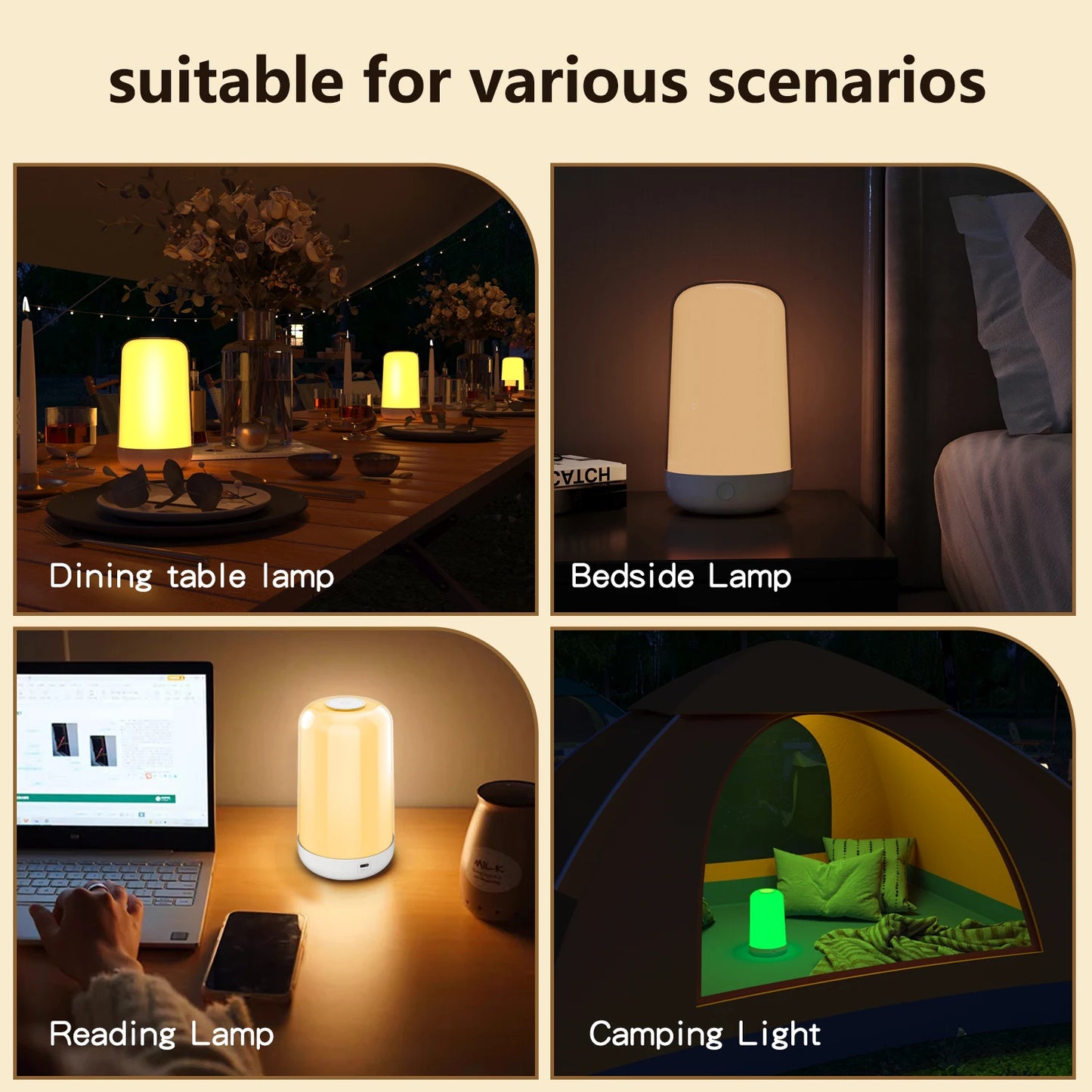 Smart Touch Table Lamp,App&Dimmable Small RGB Bedside Bed Lamp,Rechargeable Color Changing Nightstand Mood Cozy Lamp for Bedroom