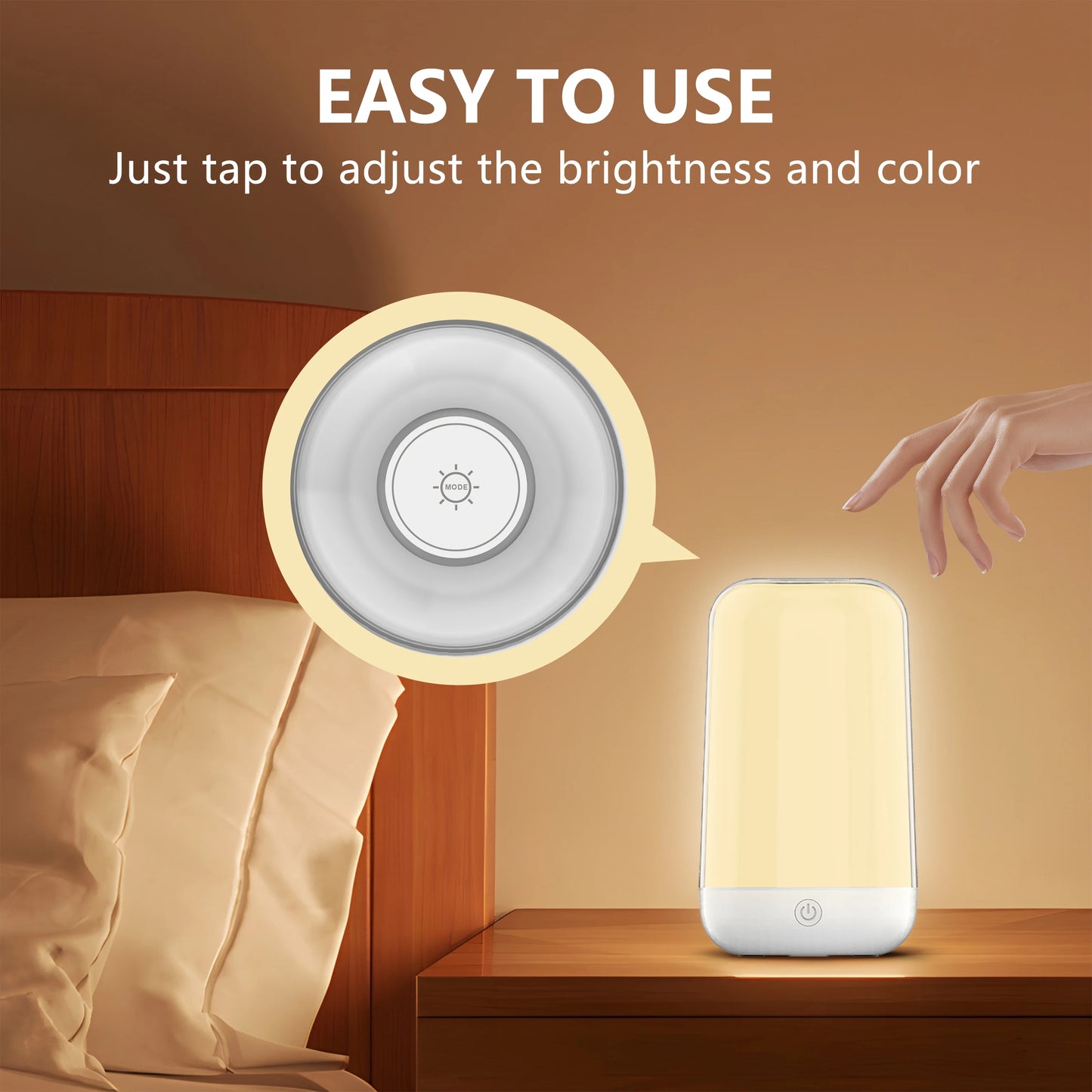 Smart Touch Table Lamp,App&Dimmable Small RGB Bedside Bed Lamp,Rechargeable Color Changing Nightstand Mood Cozy Lamp for Bedroom