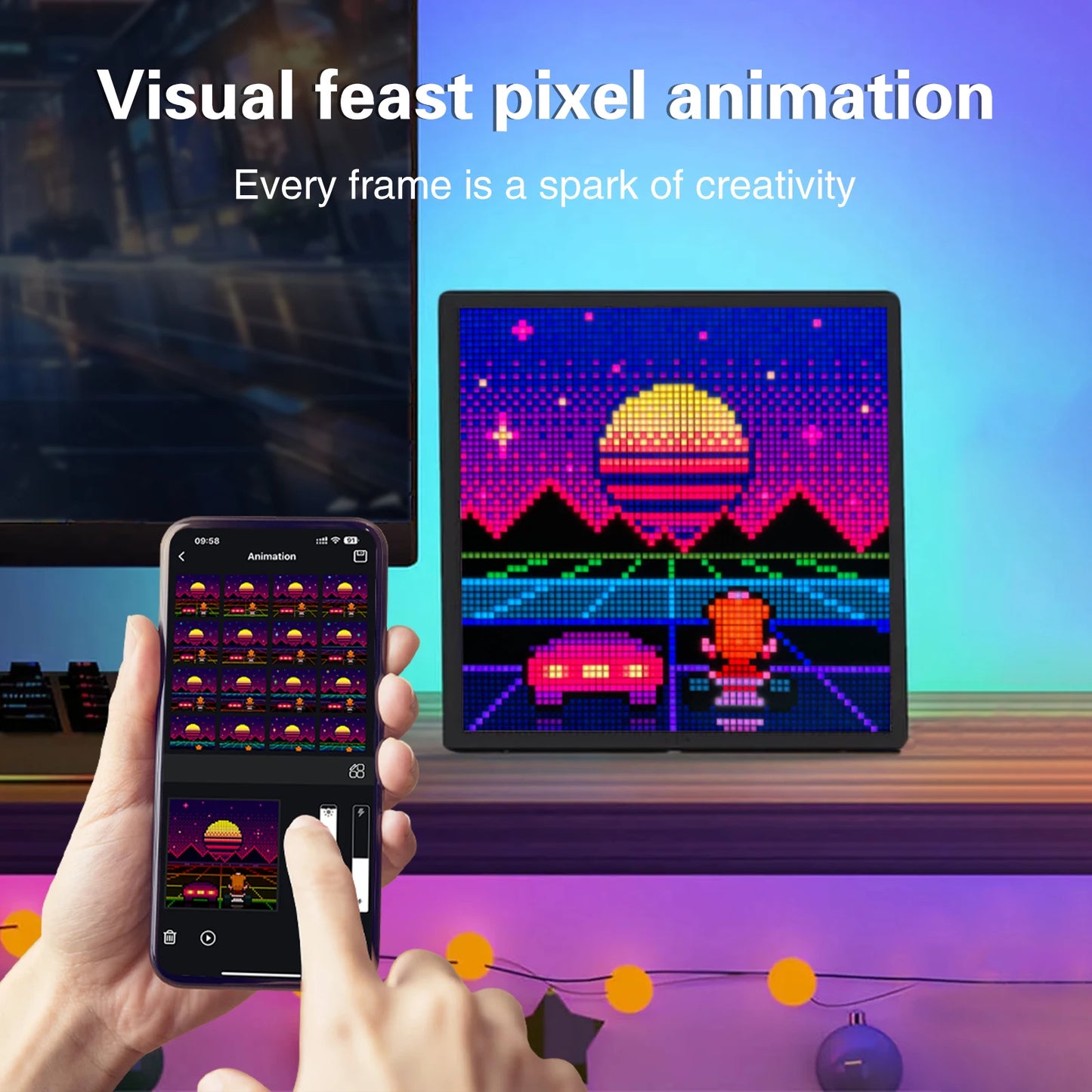 Smart Pixel Display LED Matrix Screen APP DIY Animation Art Picture Dispaly For Kids Gift Gaming Room Store Window Dispaly Decor